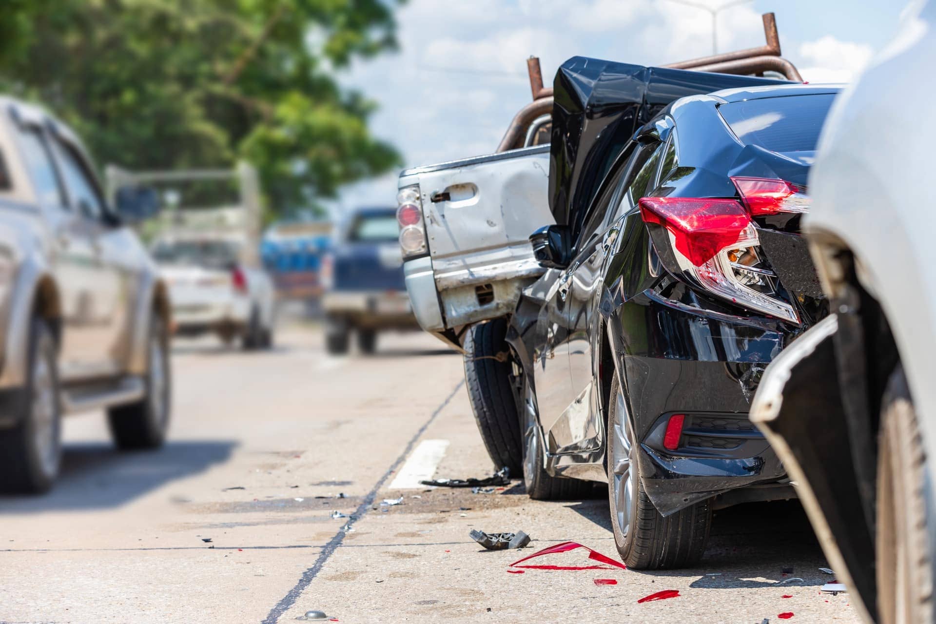 Cars from the back after an accident